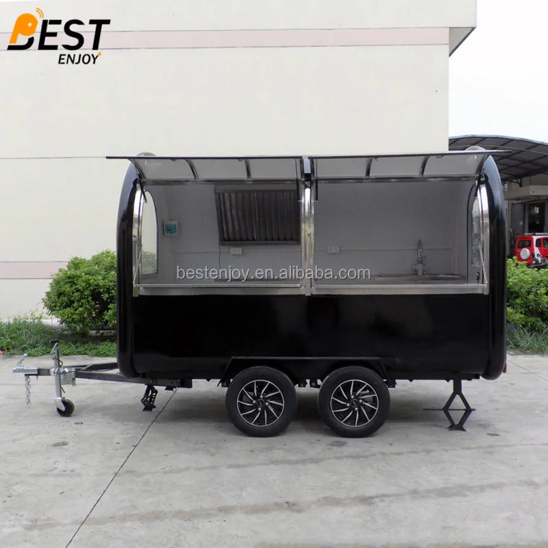 3m long round 2 axles 4 wheels factory export mobile food cart truck trailer for sale