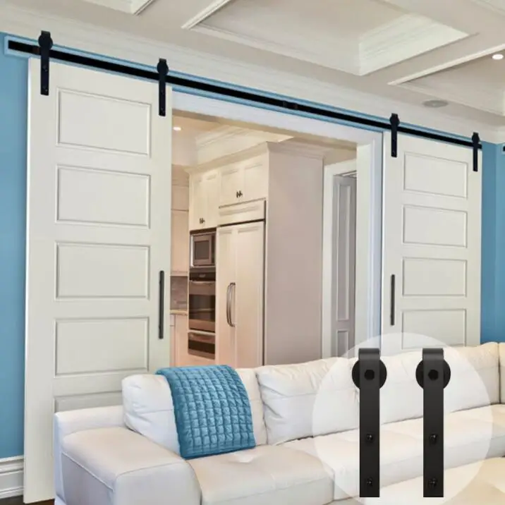 
Sliding barn door hanger rail track system 