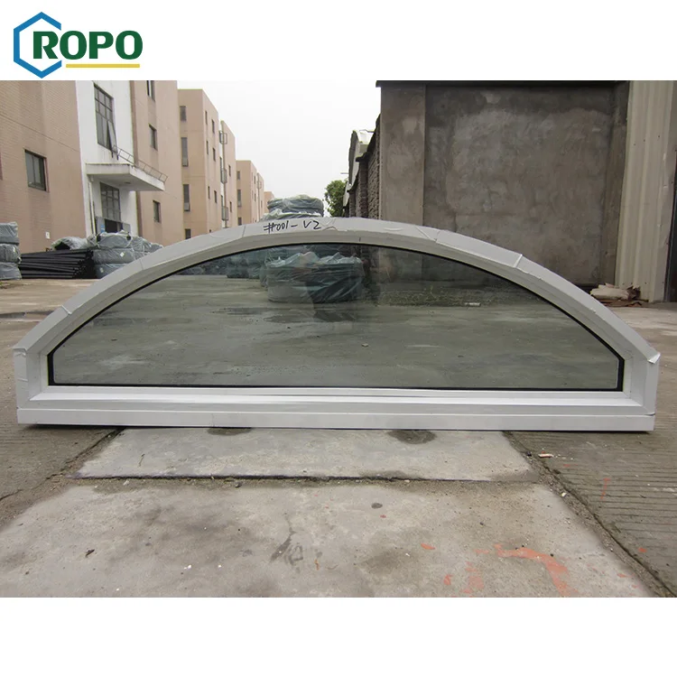 10 Year Warranty UPVC Fix Half Frost Glass Arch Window Decoration With Grid