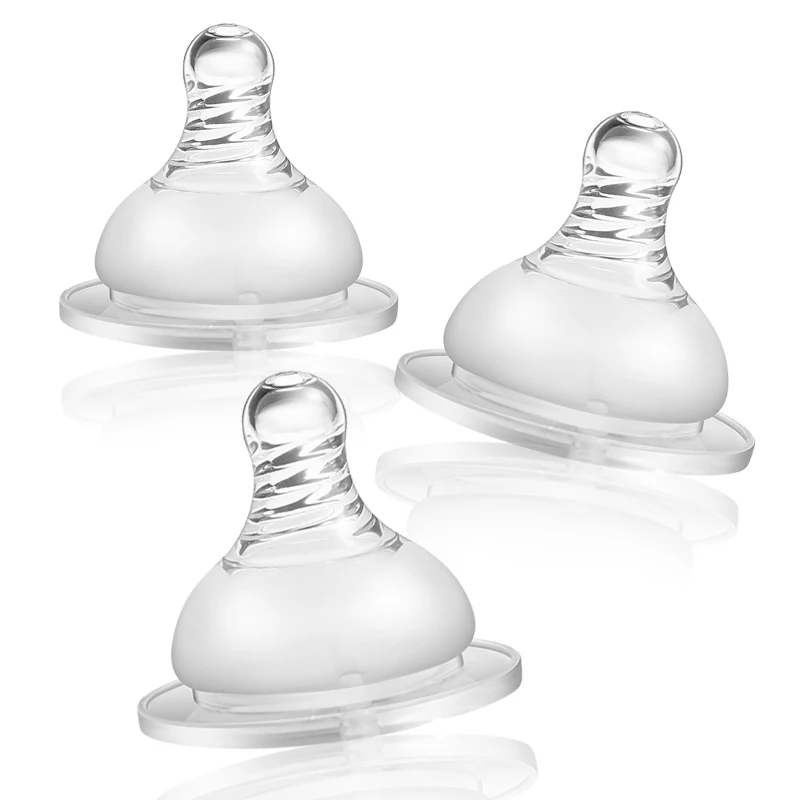 Over six months cute baby liquid silicone realistic cross-shaped wide aperture transparent nipple