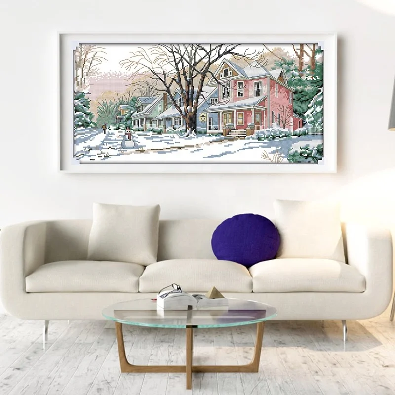 
NKF Winter street cross stitch kits high quality diy sewing cross stitchhandwork diy 