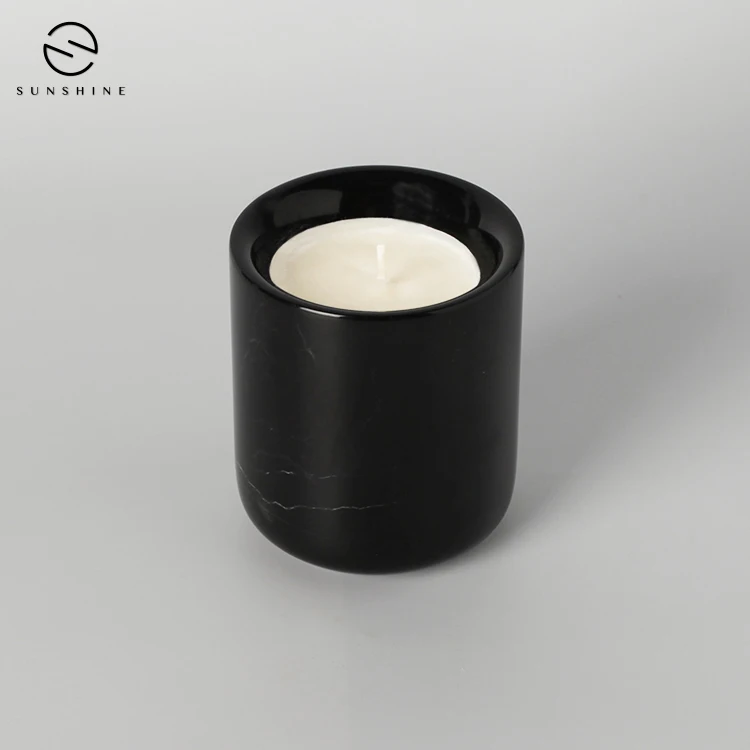 Роскошные банки для свечей из черного мрамора для свадебного декора
