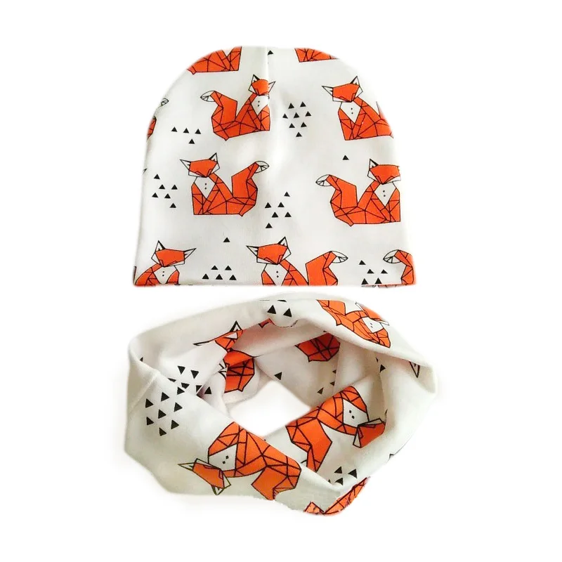 19074 Детские хлопок ткань печатных дизайн шляпы шейный платок Набор мягкий мультфильм шаблон Шапки