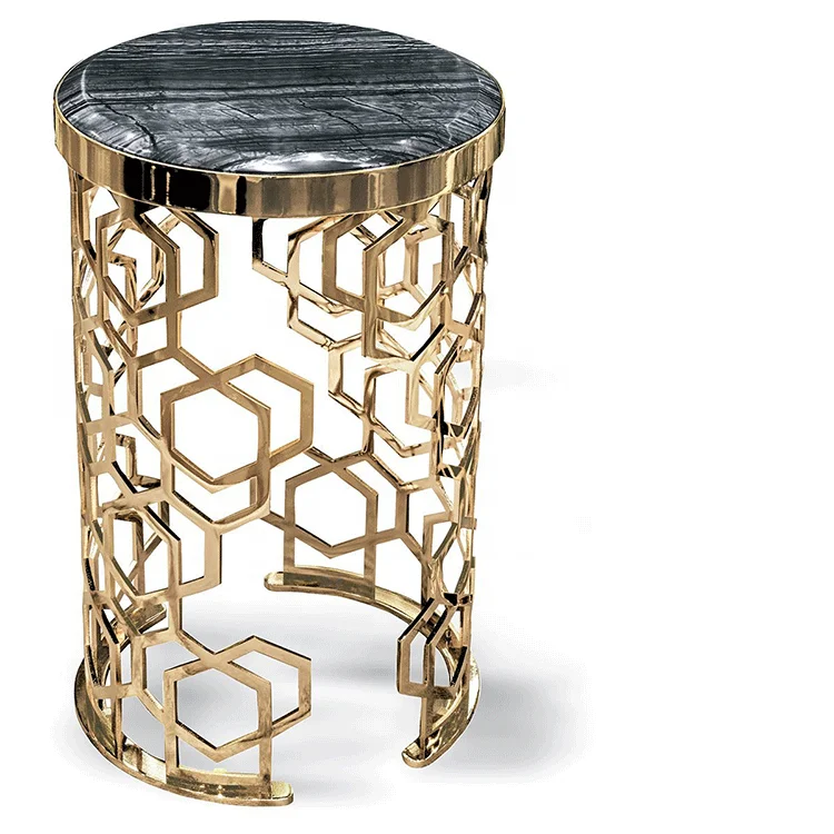 Rose gold champaign gold black Round mable top tea tables  stainless steel coffee table Italy style living room furniture