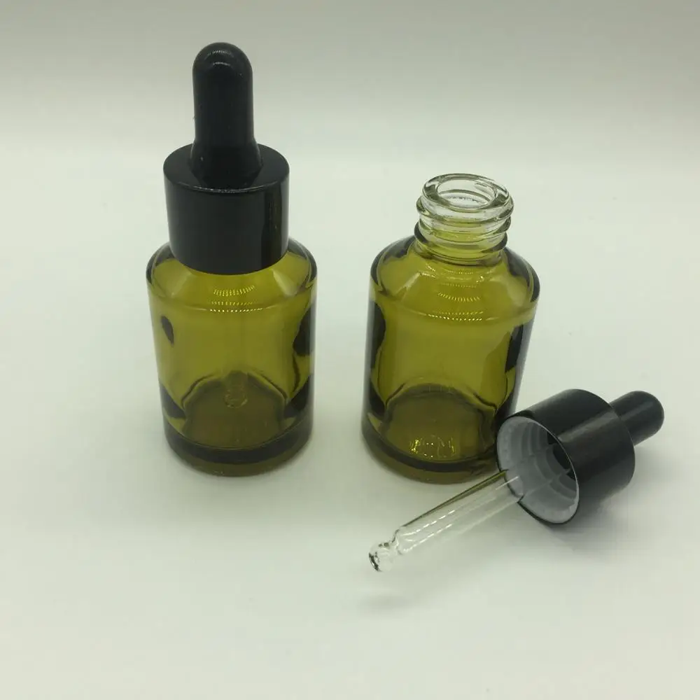 1oz 30ml green glass oil slant shoulder dropper bottle for essential oil