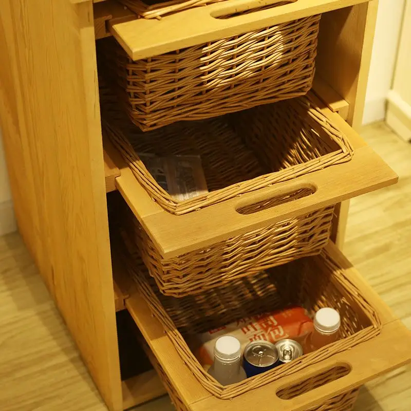 Retail Willow Storage Drawer Basket For Kitchen Wooden Furniture
