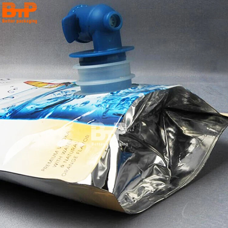 1.5 Liter Liquid Packaging Bag with Vitop Valve Stand up Pouch for Juice Wine Water Package with Handles