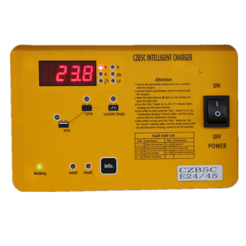 
Shineng E24V 30a battery charger 24v lead acid dc dc charger for forklift pallet ev agv truck golf cart boat 