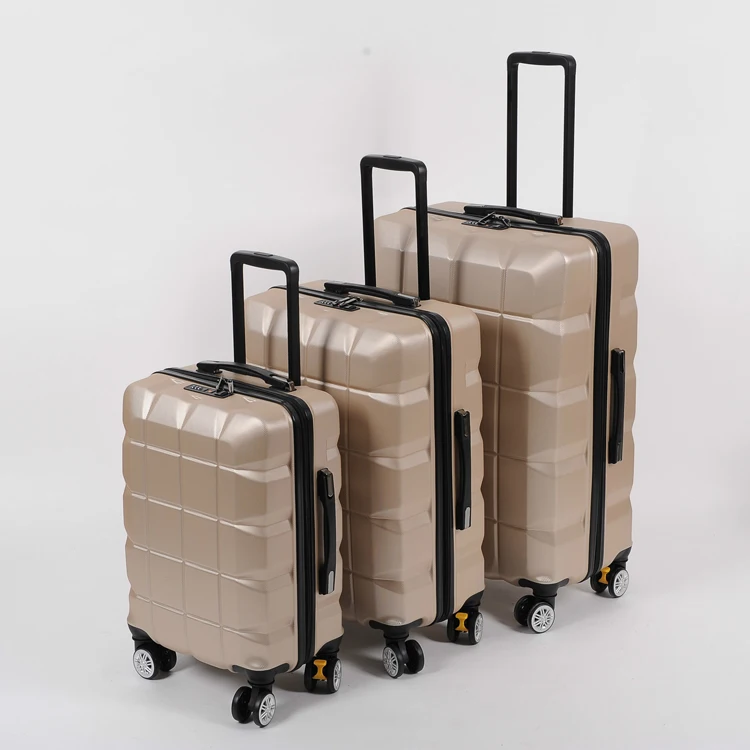 Factory OEM 360 degree spinner 4X2 airplane wheel carry on 20 24 28 inch TSA lock hard 3PCS ABS  trolley suitcase luggage set