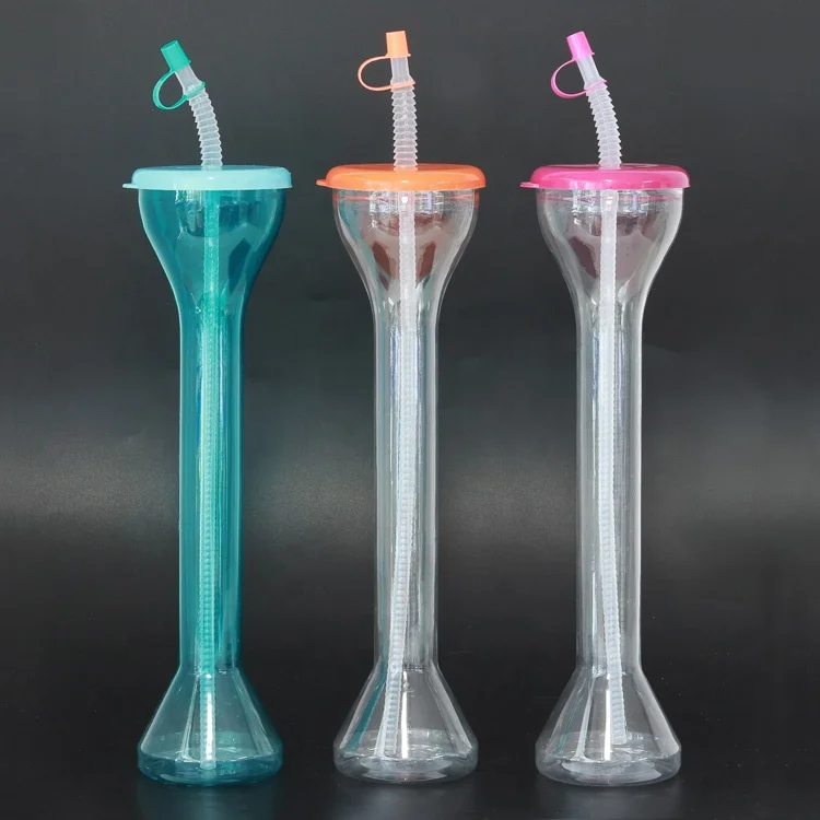 Long Neck Customized Drinking Party Yard Cup Clear Yard Cup With Straw