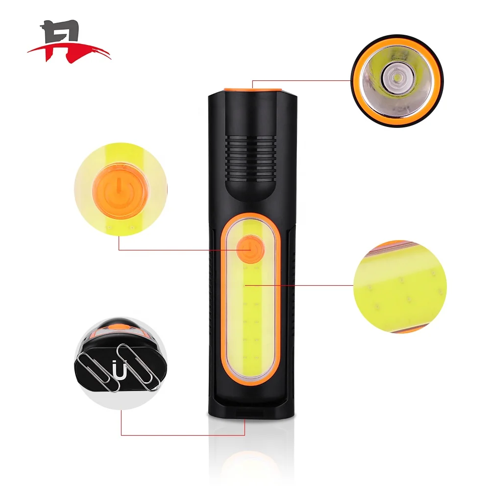 
Recgargeable Portable Lamp with Hanging Hooks Magnetic Base Ultre Bright Inspection Lamp Rotated for Car Repair COB Work Light 