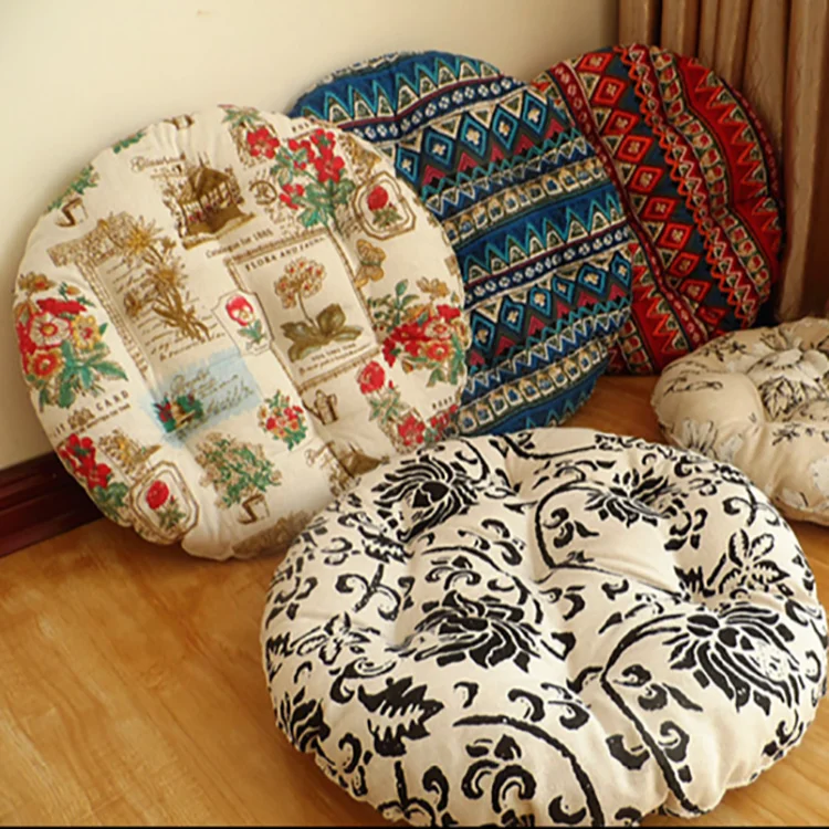 
Factory Discount custom thick canvas print meditation round indoor decorative office, car seat cushion 