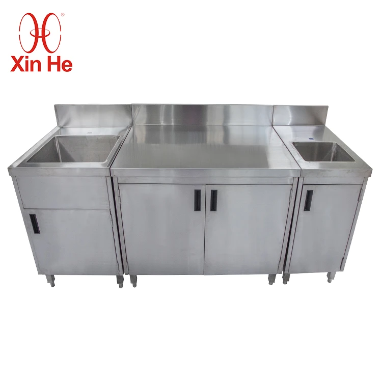 Commercial stainless steel kitchen sink cabinet