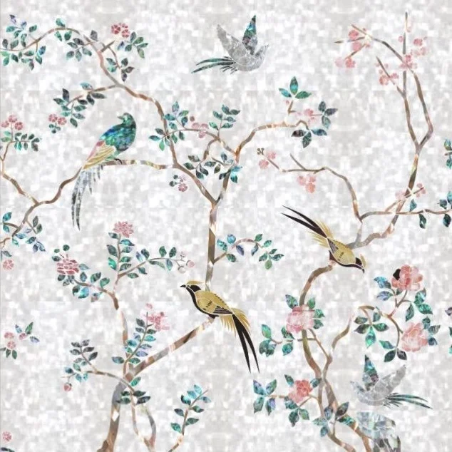 China Supplies Custom Luxury Nature Shell Mosaic Art Craft Mural For Wall Decor