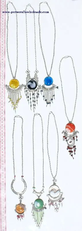 Alpaca Silver with Big Murano Glass Necklaces Wholesale Handmade Peruvian Jewelries