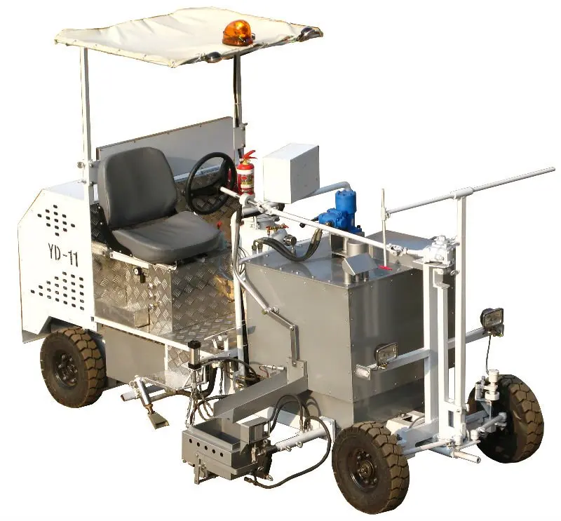Computer controlled thermoplastic road line striping machine