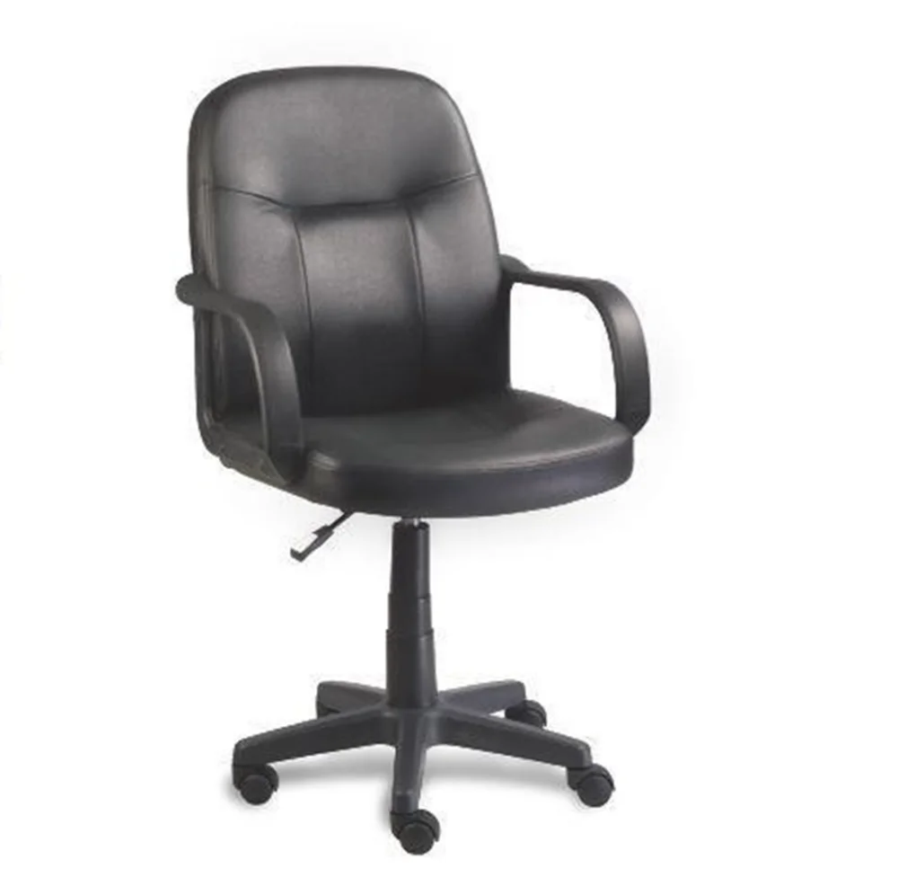 clerk chair middle back office chair black PP armrest soft cushion with PVC face pu wheels JYX0020