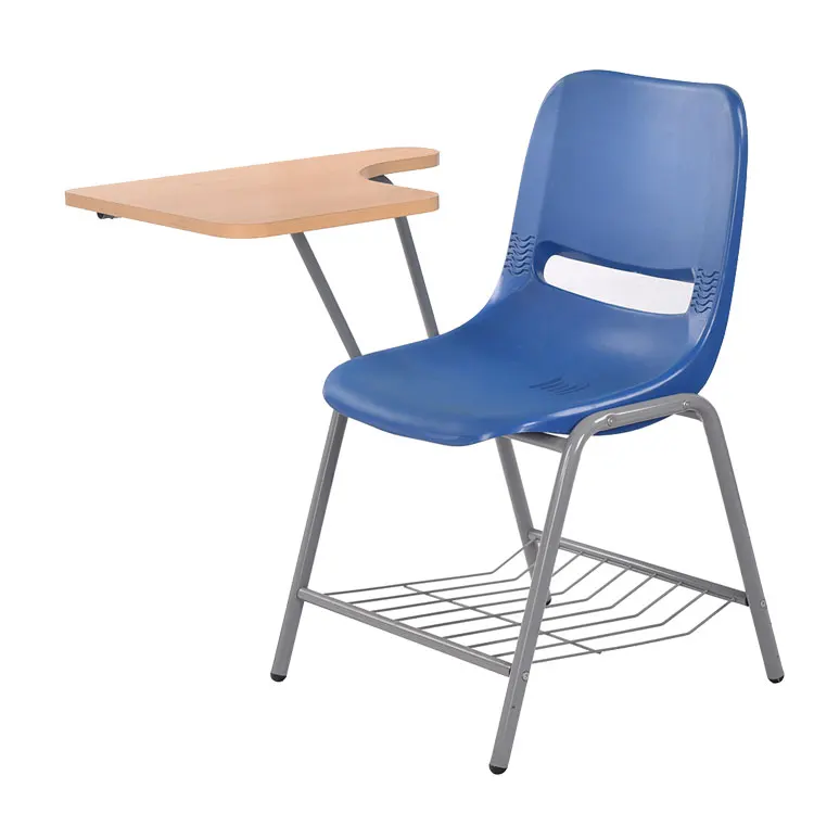 Hot Selling Cheap Cost Training Student Desk and Chair with Writing Pad GS601 School Furniture Commercial Furniture Plastic Blue