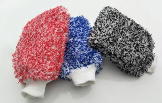 
Colored long hair coral gloves Microfiber cleaning and washing glove 