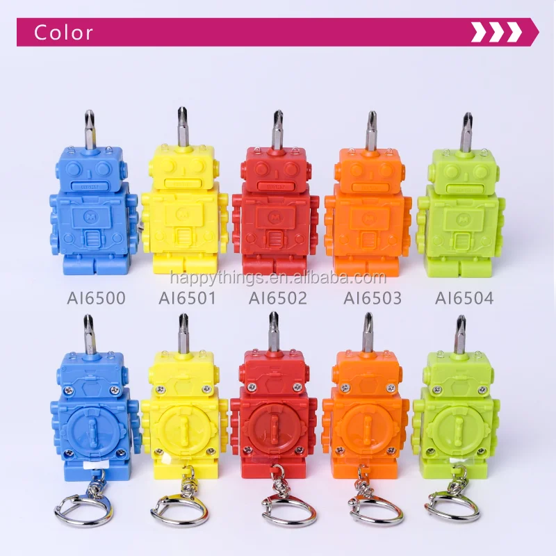 Factory Direct Creative Robot Design LED Torch Light with Multi Tool Keychain