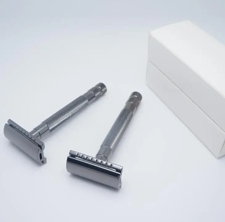 Оптовая продажа, металлическая щетка для бритья, бритва с двойным лезвием, безопасная бритва для мужчин, безопасные бритвы
