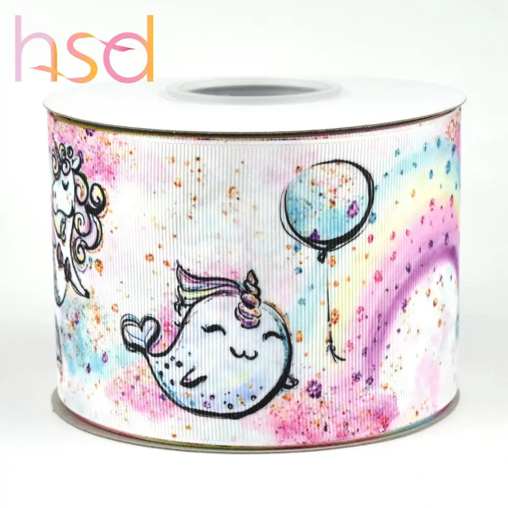 HSD ribbon heat transfer printed grosgrain ribbon ocean series ribbon for making bows