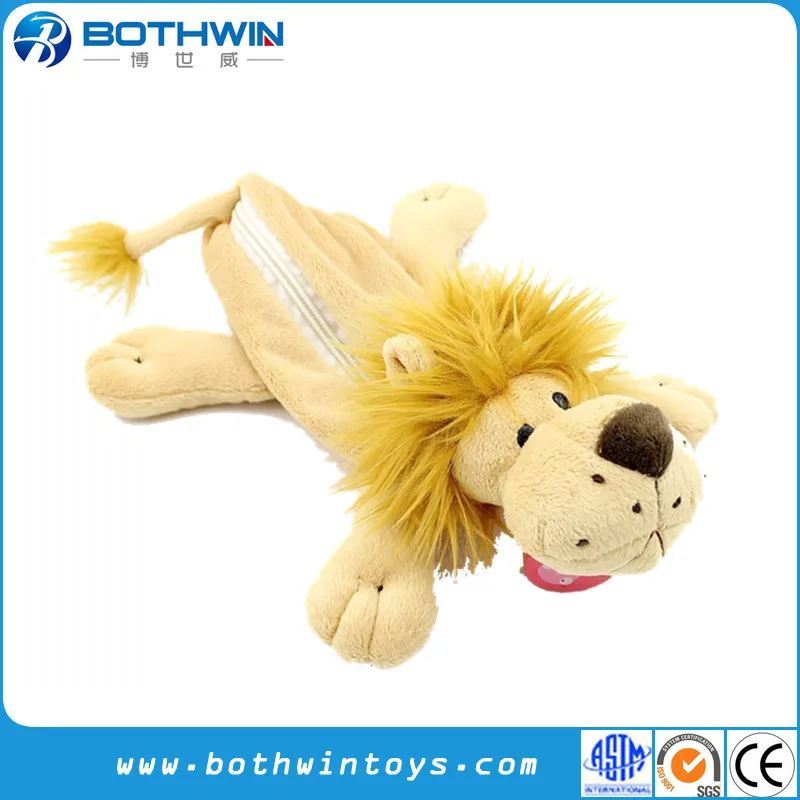 Cute Cartoon Animal Design Soft Plush Lion Pencil Box Case