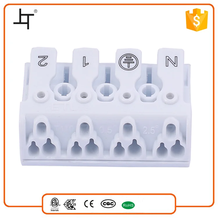Greenway plastic 4 pin connector terminal with ground tap for LED lighting 863-4