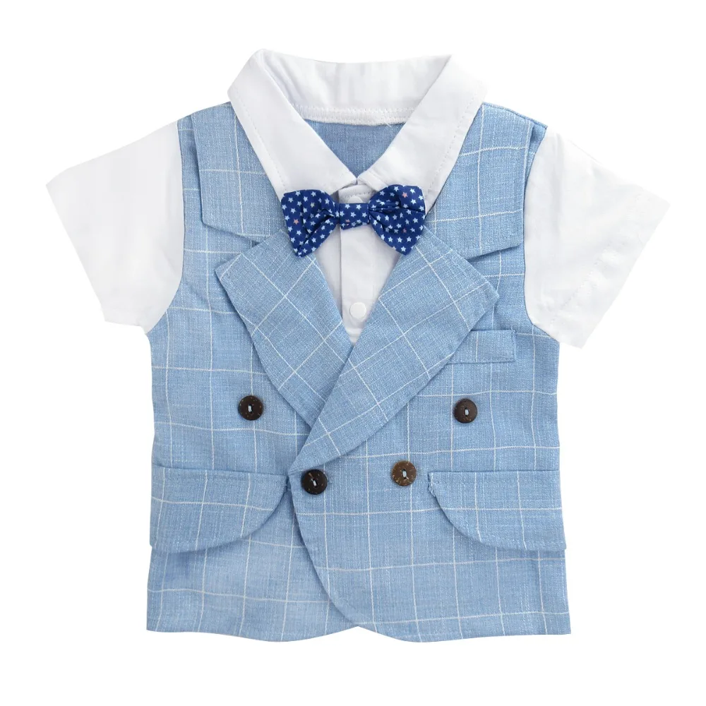Костюм для новорожденных мальчиков свадебный смокинг официальный комплект одежды младенцев летний джентльменский подарок на день рождения одежда из 2 предметов 2021