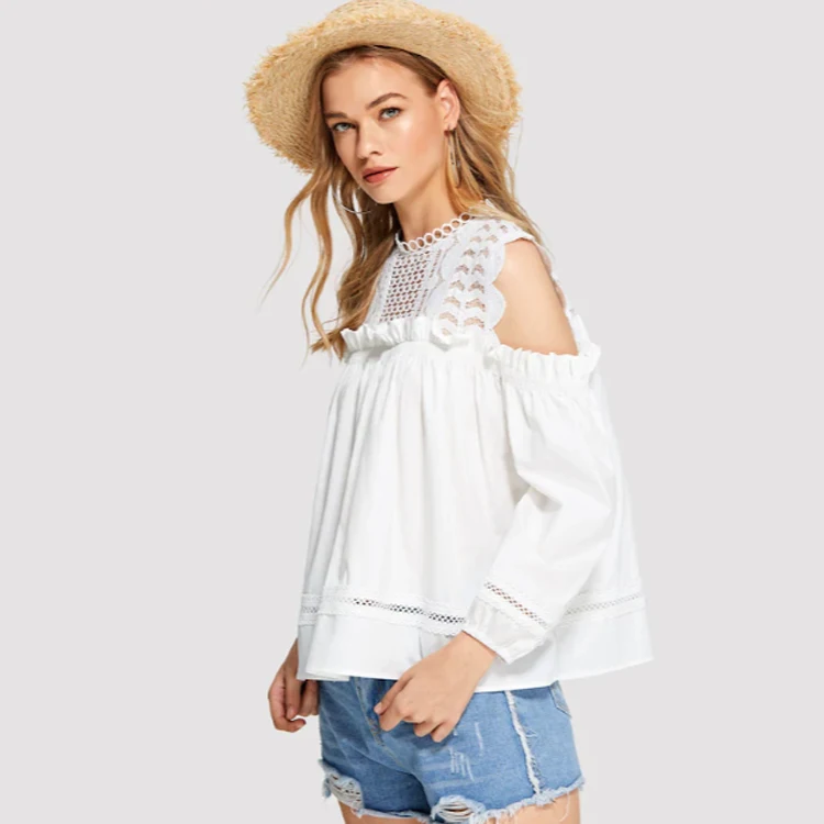 Apparel Summer Blusas Off Shoulder Ladies Elegant White Lace Woman Blouse Tops