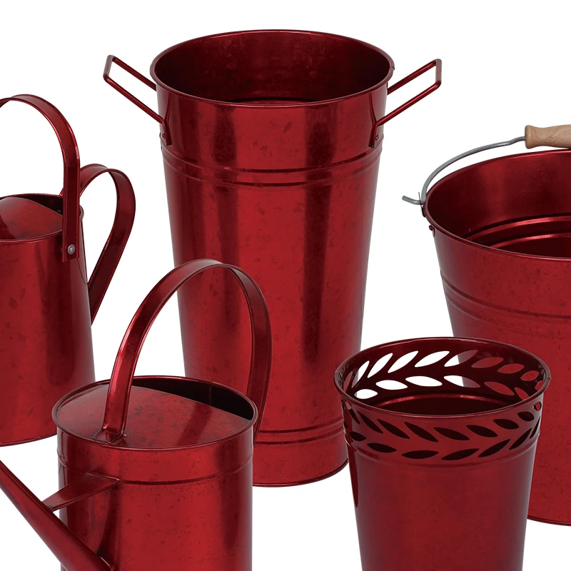 Garden bucket set watering pot metal barrel color Metal galvanized Garden Accessories flower pot planter outdoor container