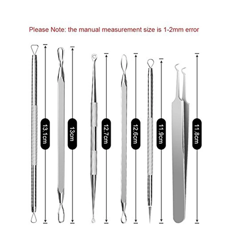 new 6pcs stainless steel washer comedone extractor kit closed loop extractor blackhead remover tool