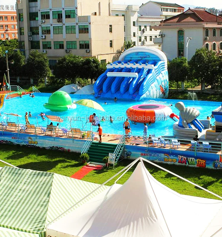 Professnal custom design moving water park with frame pool frame pool water park