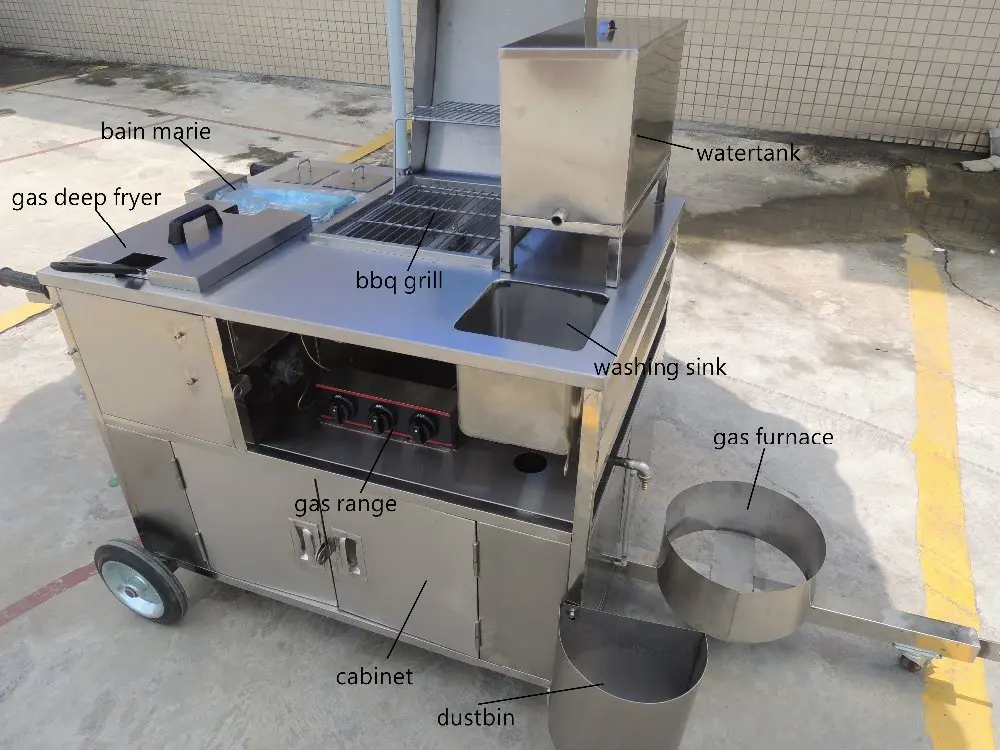 Mobile fast food vending trailer customized snack food cart for selling