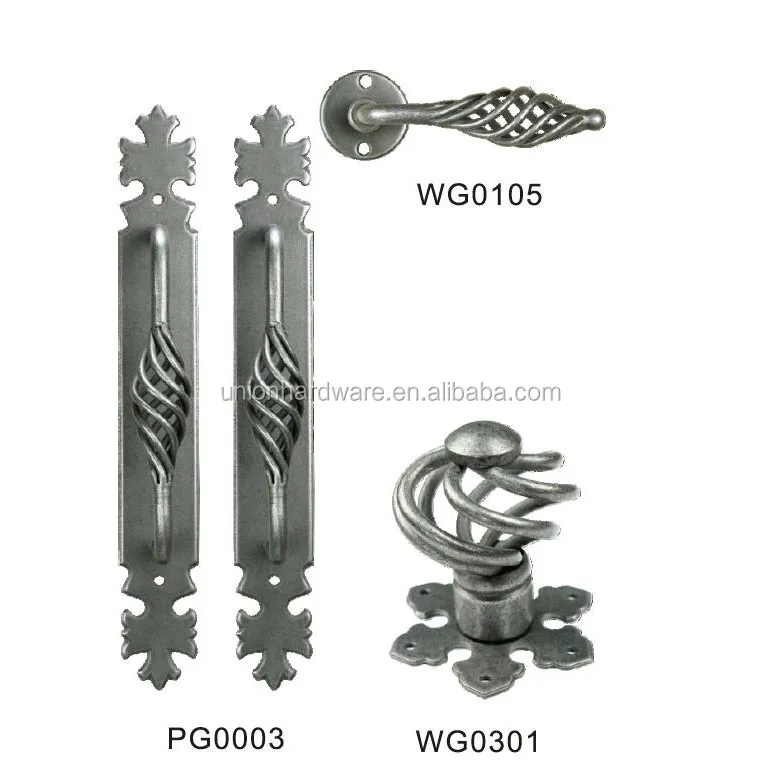 Decorative anti rust wrought iron gate handle in birdcage shape,iron door handle,double side door pull handle