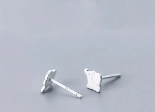SE104-073 Halo lovely simple 925 sterling silver brushed mini elephant ear studs