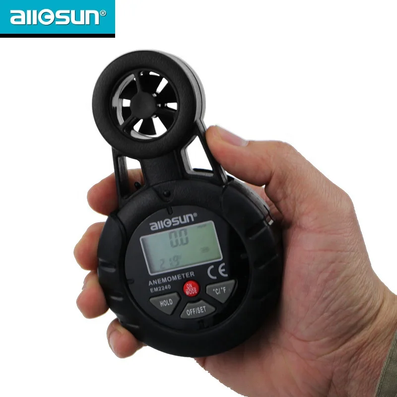 US Free Shipping allosun EM2240 Digital Anemometer Wind Speed Indicator Current Average or wind Temperature Wind Force Indicator