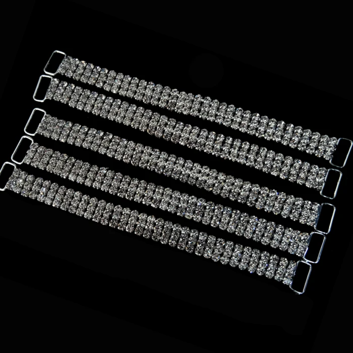 Wholesale 3-Row Rhinestone Bikini Connector Metal Alloy Buckles With Crystal Rings for Garments Bags Bikini