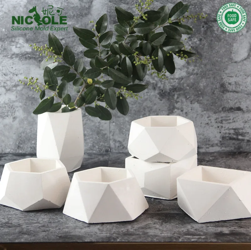 Nicole Cement pots silicone molds multi- meat plants creative rectangular concrete vase silicone Mould for concrete