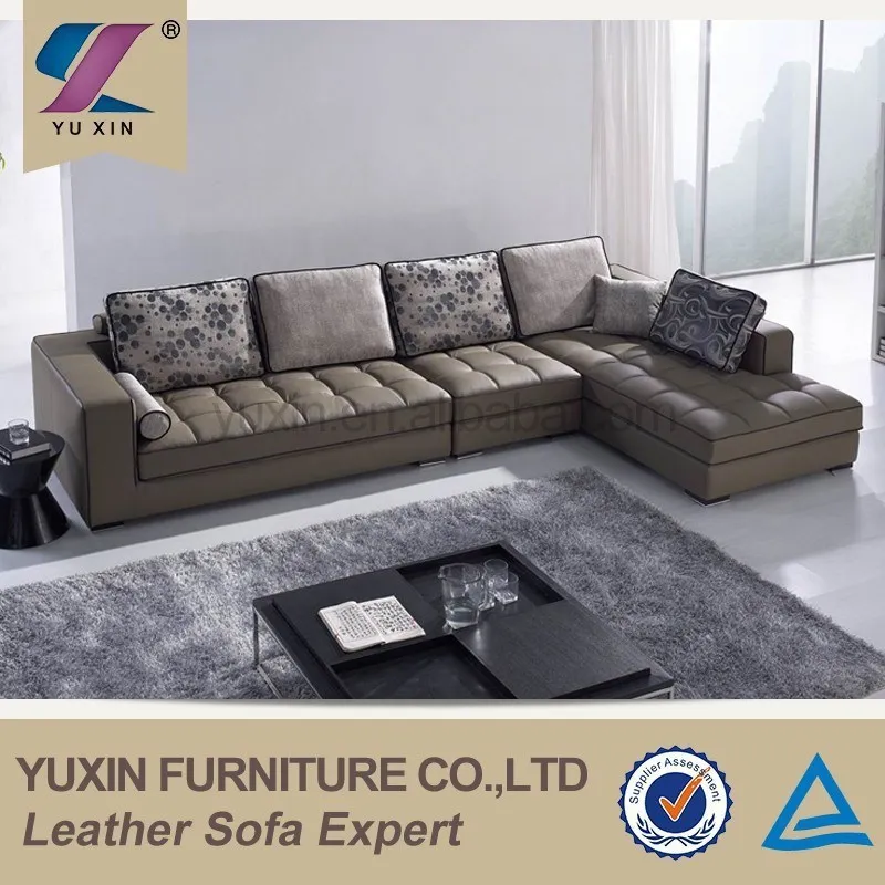 Набор кожаных диванов для гостиной/современный набор l-shape chesterfield