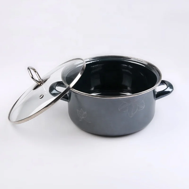 
Available in various sizes enamel cookware pot black enamel iron cast pot 