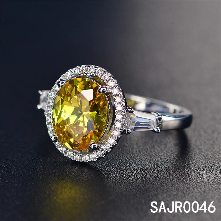 Sevenajewelry SAJR0046 Italian Style 18k Solid Gold Plating Diamond Rings,Gold Filled Wedding Yellow Cz Rings