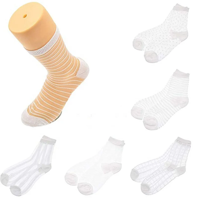 Calcetines cortos de seda cristal Girls Crystal Silk Ankle Short Socks UltrathinTransparent Elastic Stockings women silk socks
