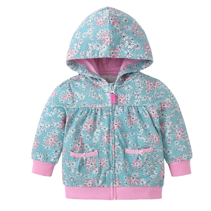 
Long Sleeve Baby Girls Candy-Color Floral Coat Baby Girl Zipper Hoodies Infant Cotton Tops Sweatshirts Zip Hoodie In Steel Grey 