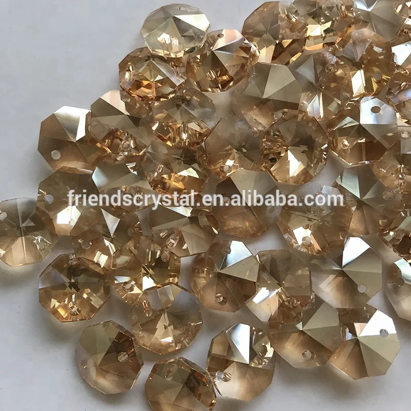 14mm Colored Champagne Cognac Smoke Gray Glass Crystal Beads for Chandelier Decorating