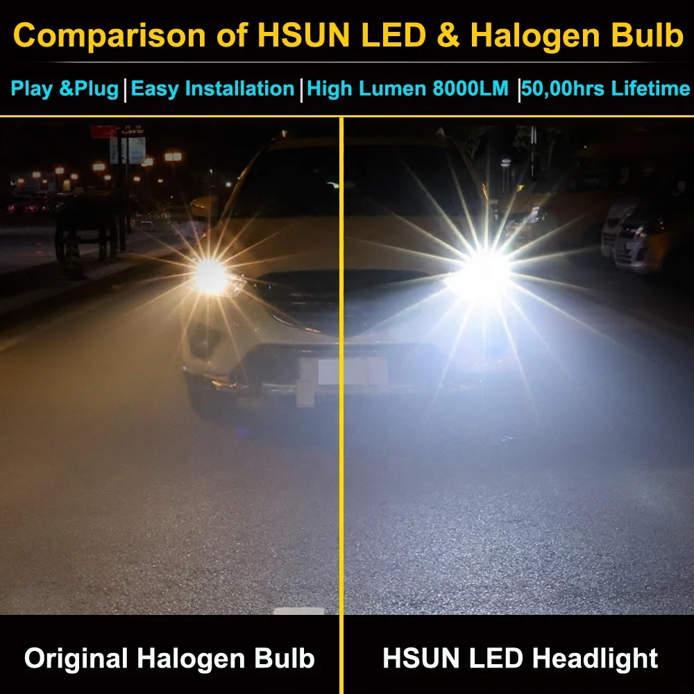 
Best Price Auto Parts 50w 6000LM 6000k Car H1 H3 H4 H7 H11 H13 H15 H16 LED Headlight Bulb H4 LED 