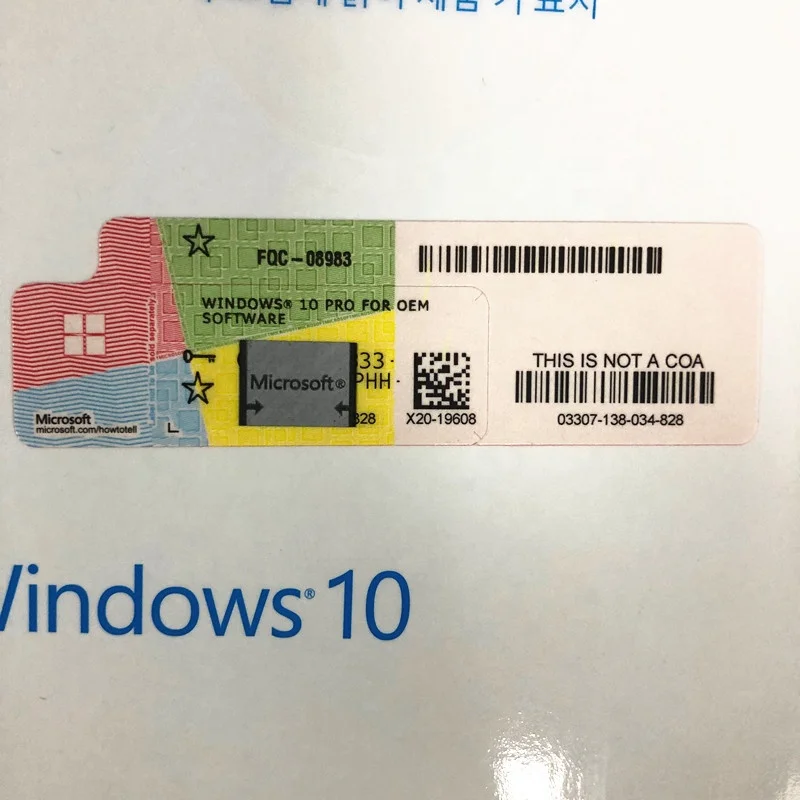 
Korean Orignal Microsoft windows 10 pro Software Oprating System Genuine OEM package Win 10 Professional FPP 