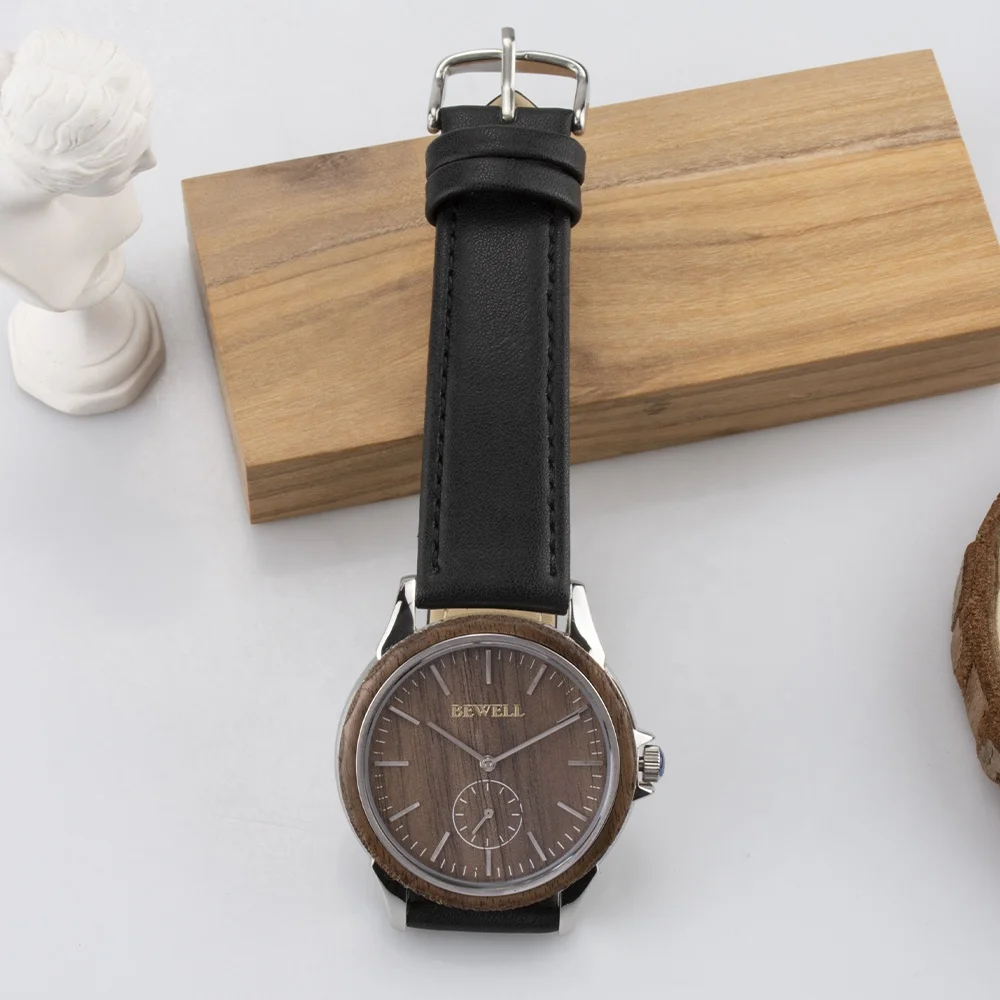 New design unisex nickel free watch stainless steel back cover wood leather watch for men and women