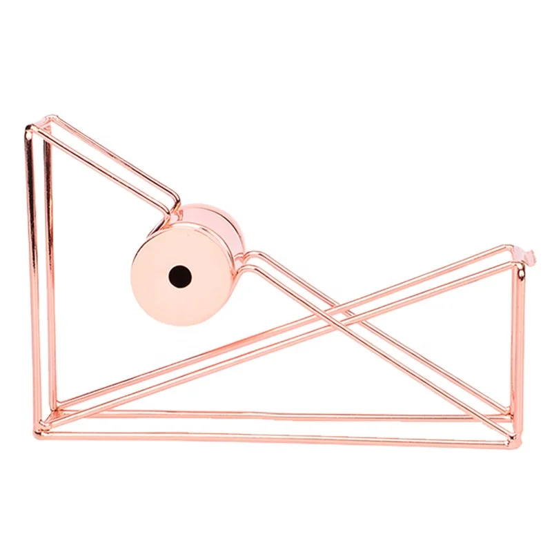 
Novelty Hand Welded Plating Process Rose Gold Iron Office Desktop Automatic Tape Dispenser 