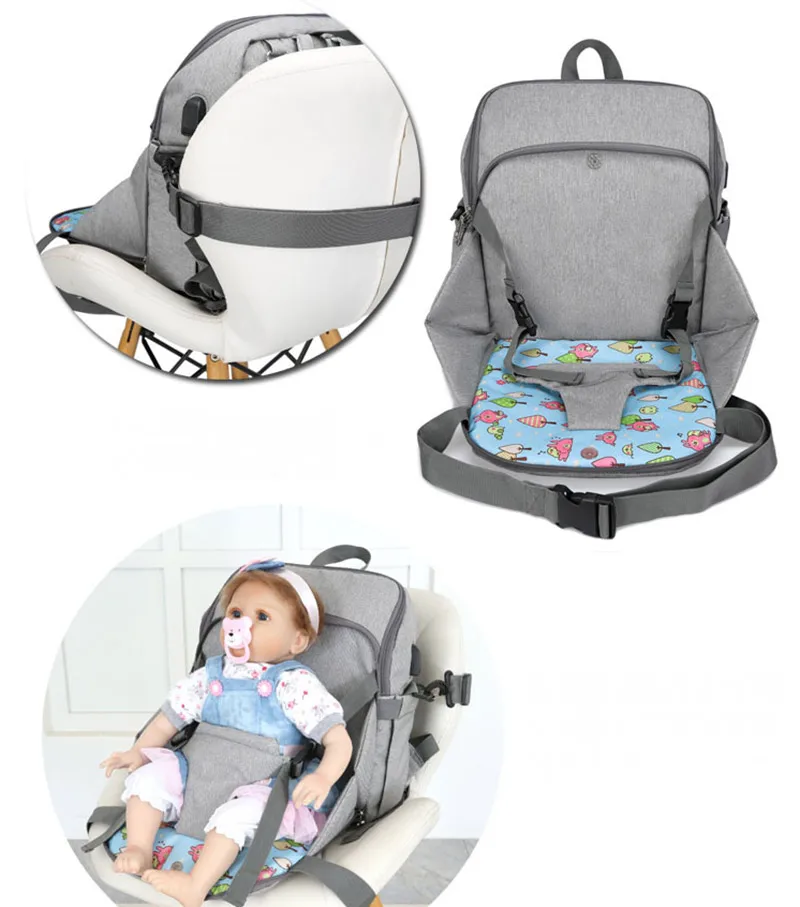 
Mummy Bag Multifunction Diaper Bag with the safety seat and USB Maternity diaper bag backpack 